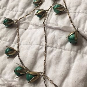 Anthropologie flower bud brass necklace